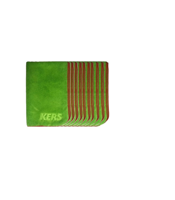 KIT 10x PANO TOALHA DE MICROFIBRA GREEN FIBER VERDE 40X60CM 400GSM KERS