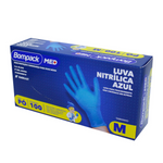 Carregar imagem na Galeria, LUVA NITRILICA AZUL M C/100 UND BOMPACK