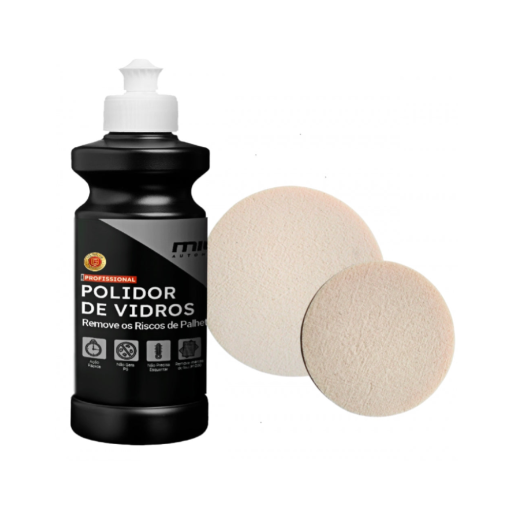 KIT POLIDOR DE VIDRO 250G MILLS + BOINAS ALGODAO VIDRO MILLS