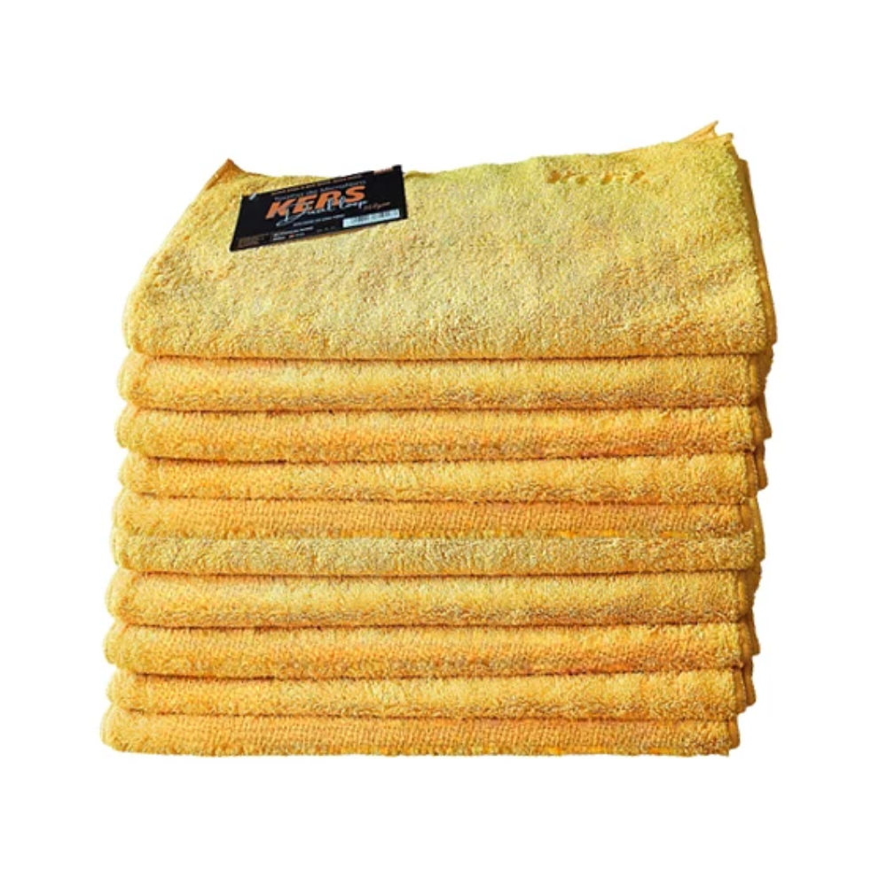 KIT 10x TOALHA PANO DE MICROFIBRA DUAL LOOP 40X60CM 360GSM SEM BORDA AMARELO KERS