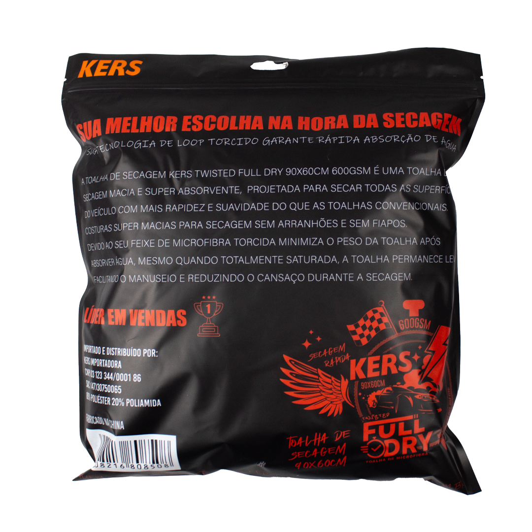 PANO SECAGEM MICROFIBRA TWIST 90x60CM 600GSM KERS