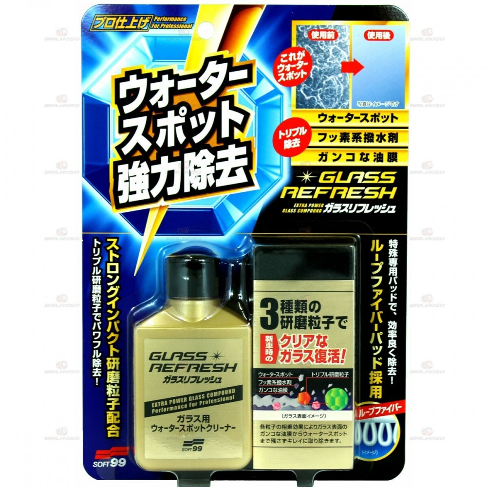 SOFT99 GLASS REFRESH REMOVEDOR DE CHUVA ÁCIDA PARA VIDROS 80ML