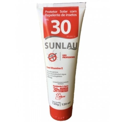 PROTETOR SOLAR FPS 30 SUNLAU UVA/UVB REPELENTE DE INSETOS COM VITAMINA E 120gr