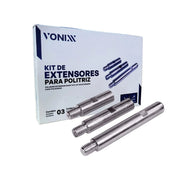 KIT 3x PROLONGADOR EXTENSOR POLITRIZ ROTATIVA VONIXX com 3 unidades para polimento automotivo.
