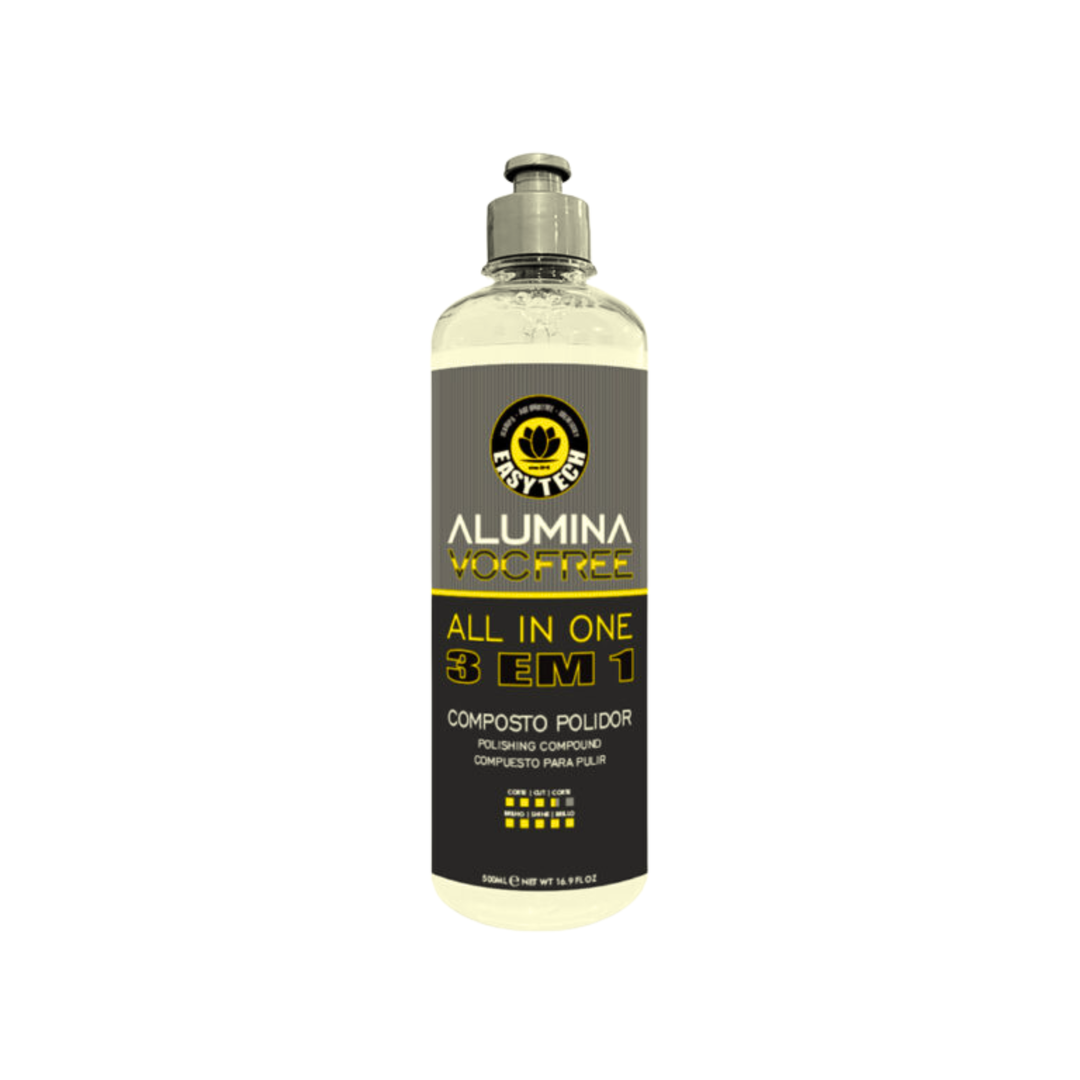 ALUMINA 3 EM 1 ALL IN ONE 500ML EASYTECH, composto polidor de alto desempenho para polir superfícies.