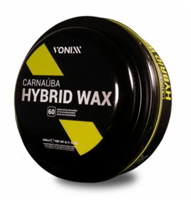 Pote de cera CARNAÚBA HYBRID WAX da VONIXX, 200g, com proteção intensa para pintura de veículos.