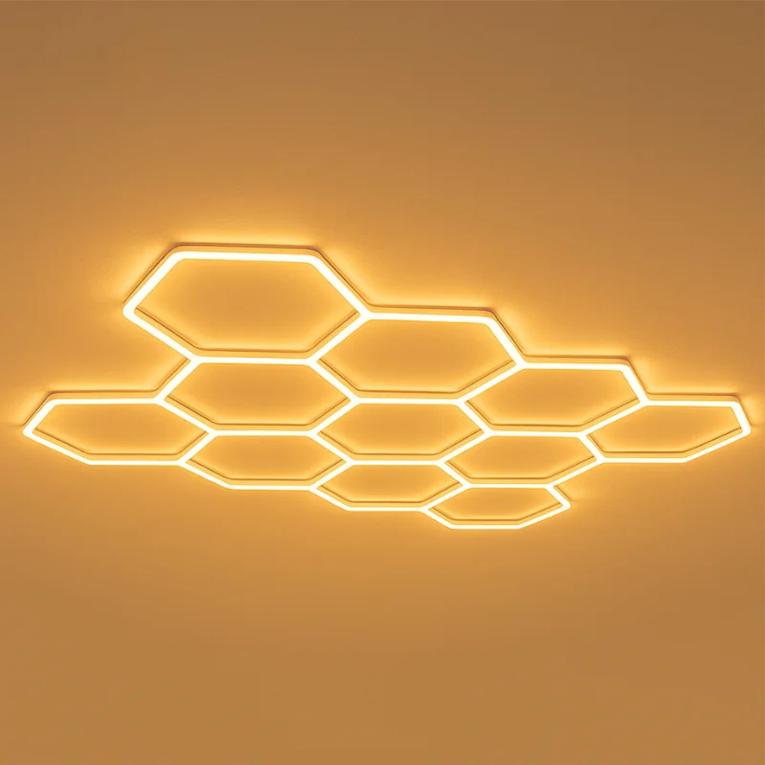 Colmeia LED Estudio 3 Cores Modelo 11 Células luminosa de parede em design moderno.