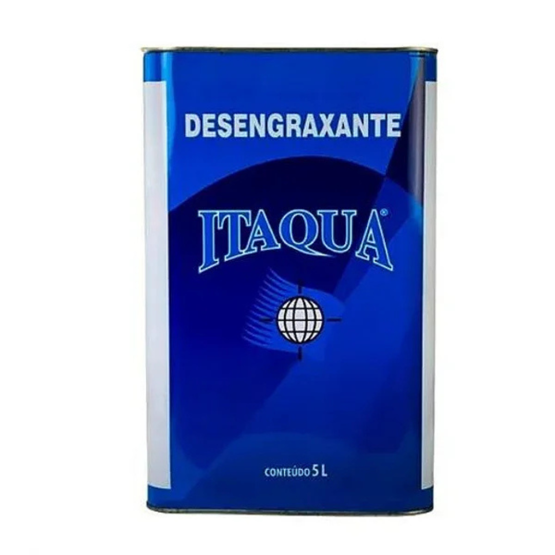 DESENGRAXANTE 5 LITROS - ITAQUA em embalagem azul com logo e informações do produto.