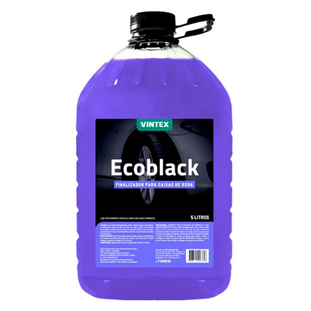 Frasco de 5L de ECOBLACK, finalizador para caixas de roda da Vonixx, fórmula ecologicamente correta.