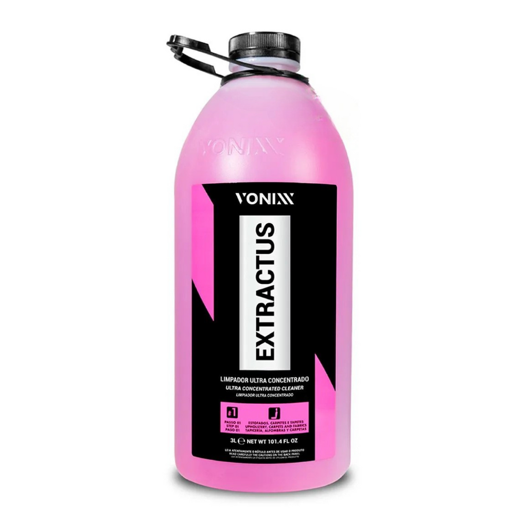 EXTRACTUS da Vonixx, limpador ultra concentrado ideal para limpeza de estofados e carpetes.