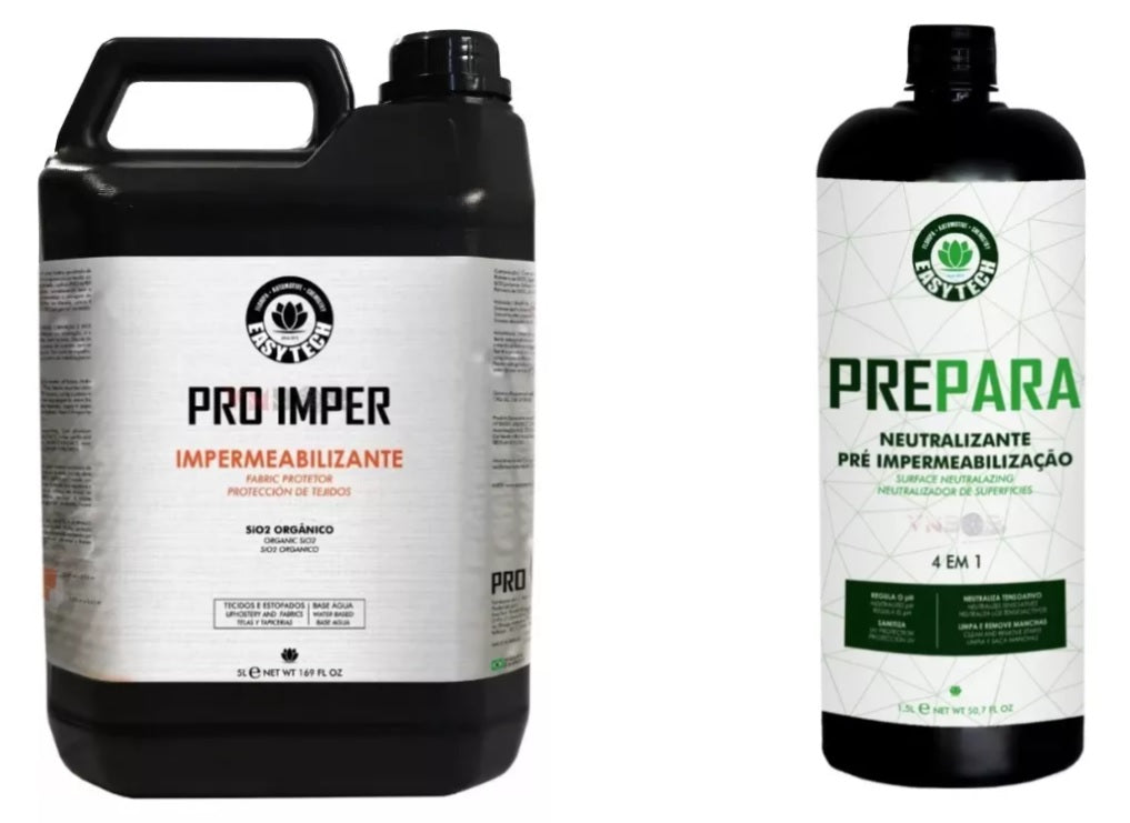 KIT PRO IMPER 5L + PREPARA 1.5L - produtos para impermeabilização profissional de tecidos.