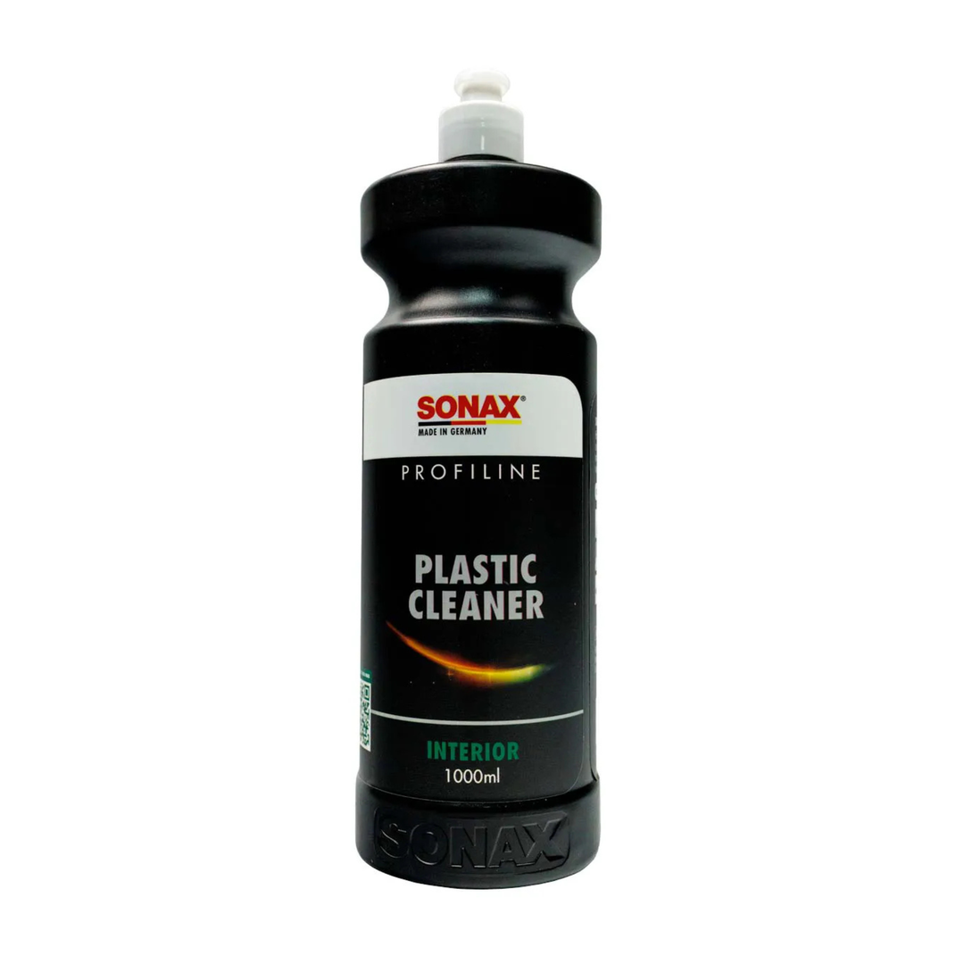 LIMPADOR DE PLÁSTICOS SONAX PLASTIC CLEANER 1L frasco de 1000ml para limpeza de plásticos interiores.