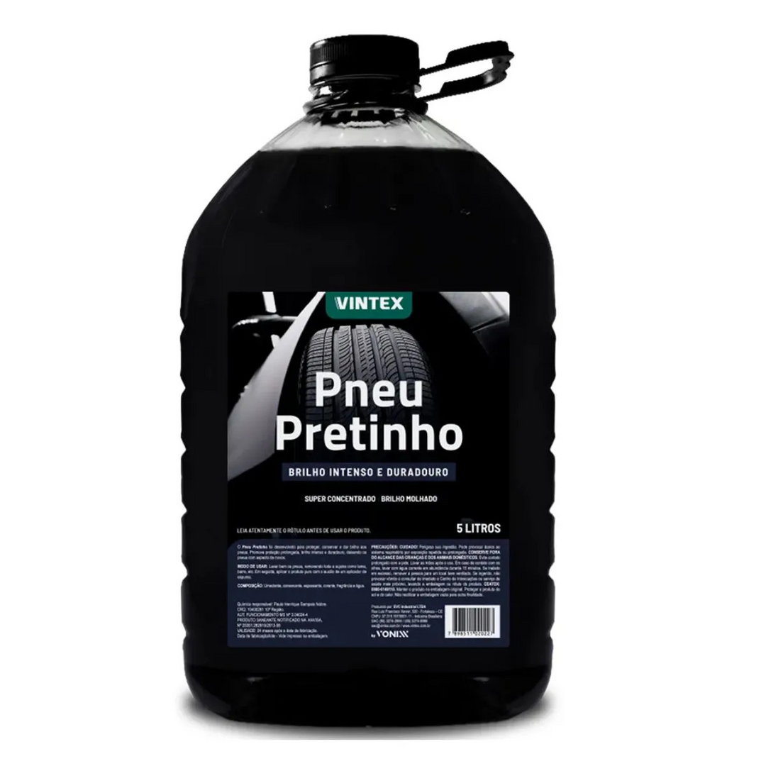 Pneu Pretinho Vonixx 5 litros, brilho intenso e duradouro para proteger pneus.
