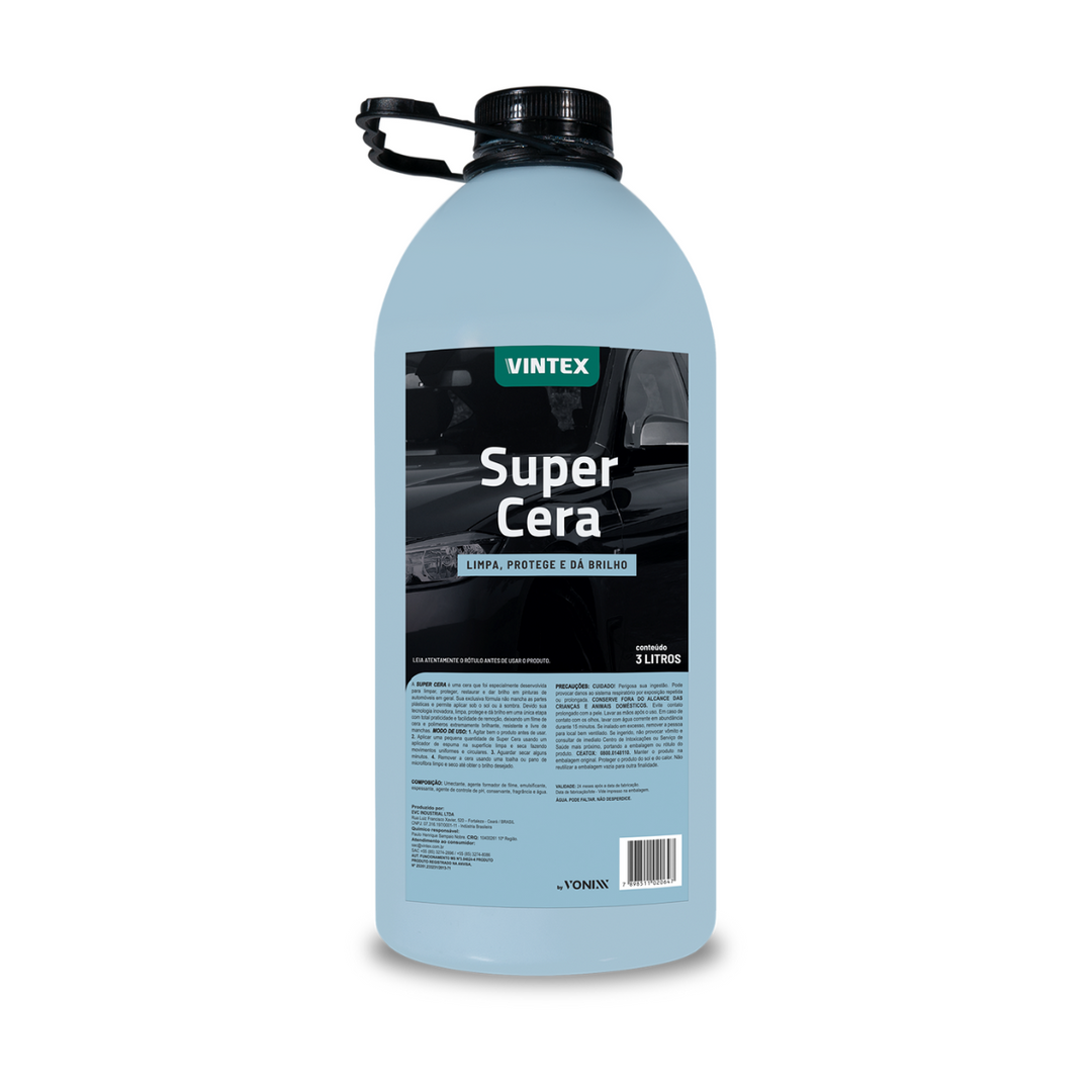 SUPER CERA 3L VONIXX em embalagem plástica, ideal para limpeza e proteção automotiva.
