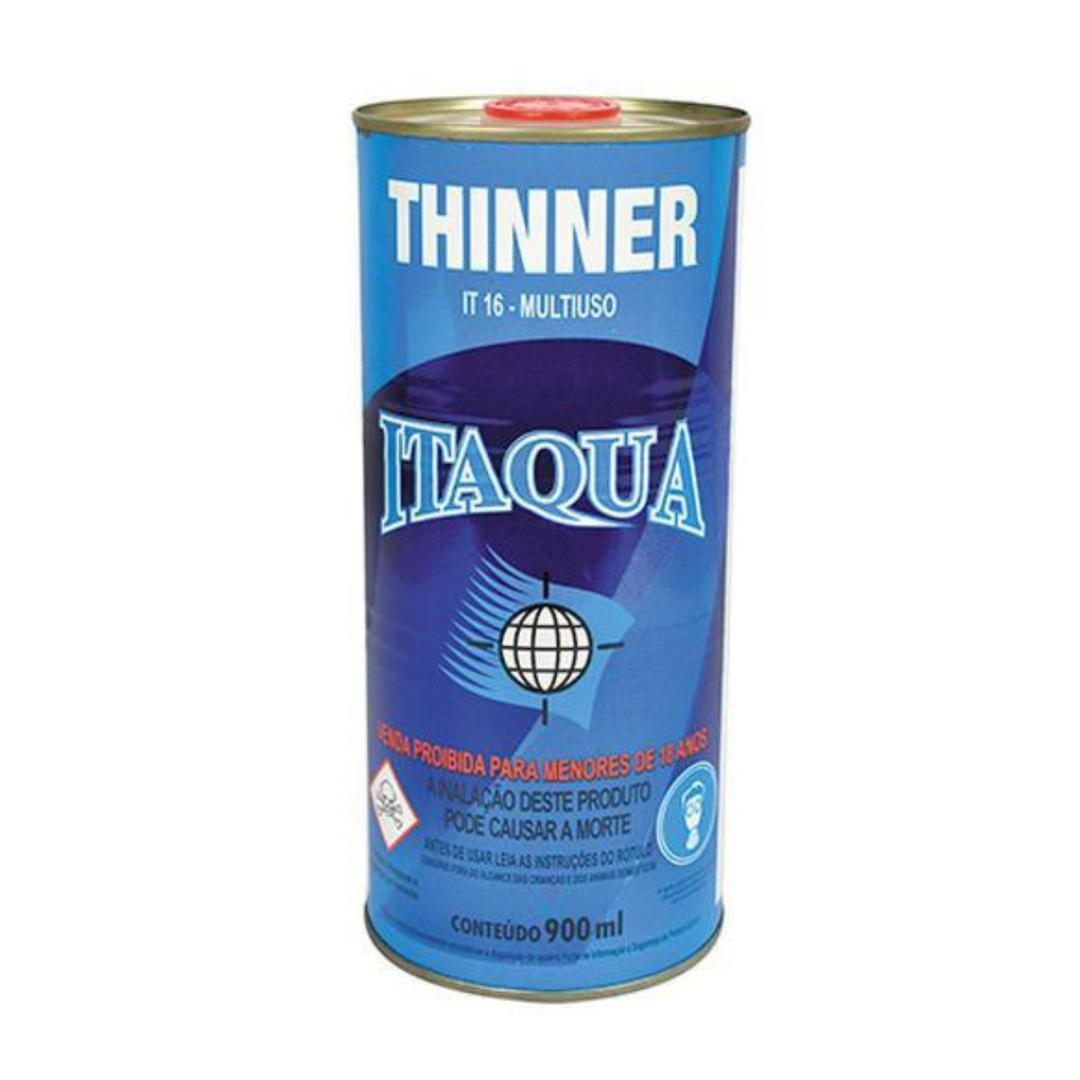 THINNER IT16 MULTIUSO 900ML ITAQUÁ, solvente versátil para limpeza e diluição de tintas, embalagem de 900ml.