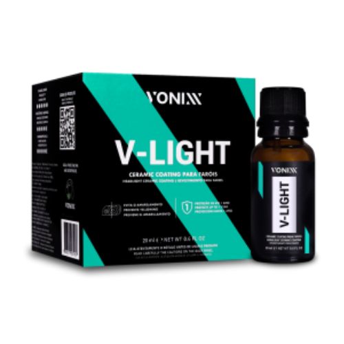 V-LIGHT COATING FAROL 20ML VONIXX, produto para proteção de faróis de policarbonato.
